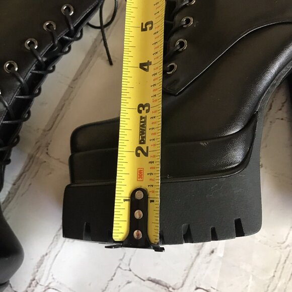 Platform Lug Boots Chunky Block High Heel Ankle Lace Up Boots Size 8 - Picture 6 of 7